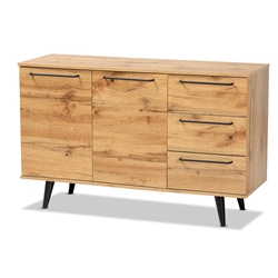 Baxton Studio Radley Modern and Contemporary Transitional Oak Brown Finished Wood 3-Drawer Sideboard Buffet